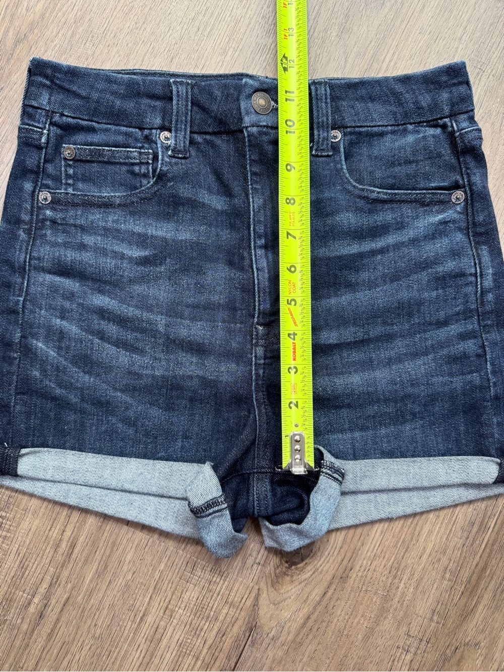 American Eagle Curvy Super Hi-Rise Shortie Dark Wash Sz 6 - Picture 5 of 13